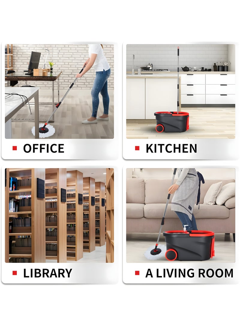 MarkedOne 360° Spin Mop with Wheels and Spray Bottle - Floor Cleaner with Stainless Steel Adjustable Handle, Includes 2 Reusable Super Absorbent Mop Heads for Effortless Cleaning  - Image 3