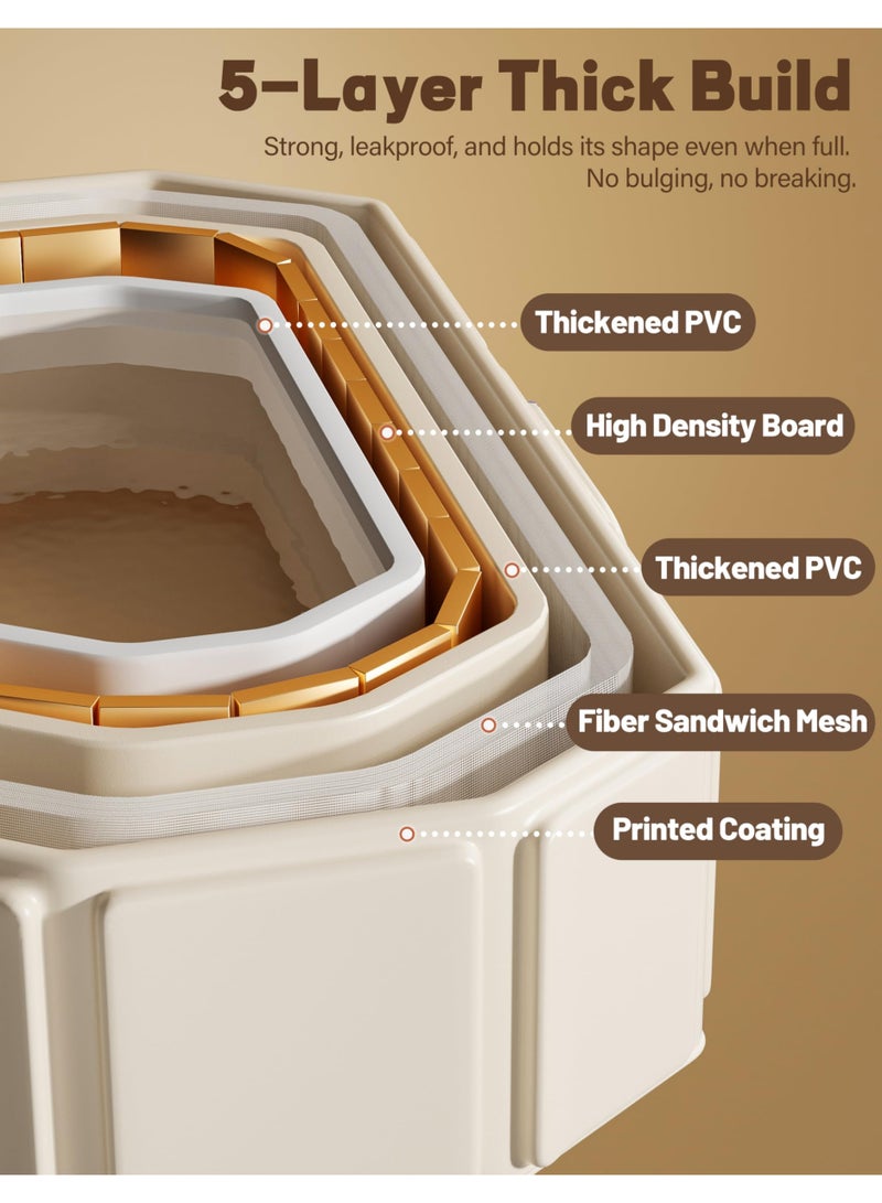 زيريفام حوض استحمام قابل للطي للأطفال، حوض استحمام للأطفال الصغار مزود بسدادة تصريف، حوض استحمام قابل للطي للأطفال مزود بـ 5 كرات و 2 بطات، لعبة مائية محمولة للحمام، حوض استحمام للقطط والكلاب - Image 3