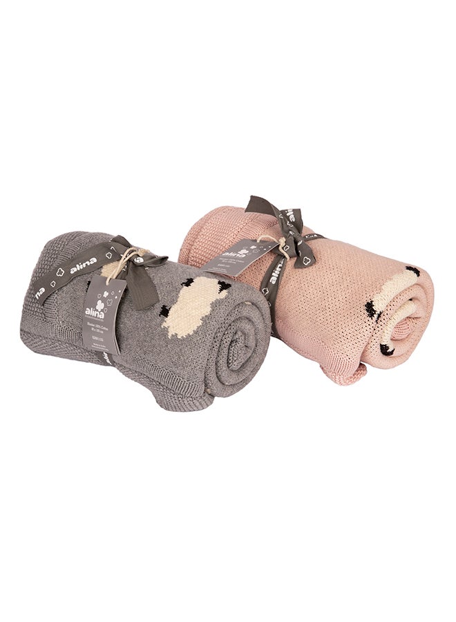 Alina Pack Of 2 Blanket 100% Cotton Knitted - Image 1