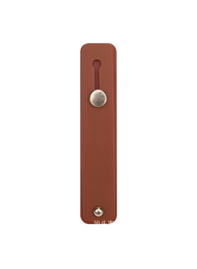 Generic Silicone Mobile Phone Ring Bracket Solid Color Push-pull Mobile Phone Back Sticker Silicone Push-pull Live Lazy Stand-Color:Brown-Style:K167 Bare Metal  - Image 1