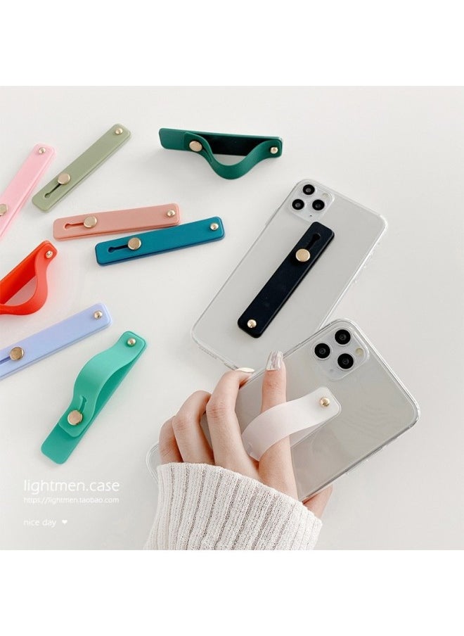 Generic Silicone Mobile Phone Ring Bracket Solid Color Push-pull Mobile Phone Back Sticker Silicone Push-pull Live Lazy Stand-Color:Brown-Style:K167 Bare Metal  - Image 2