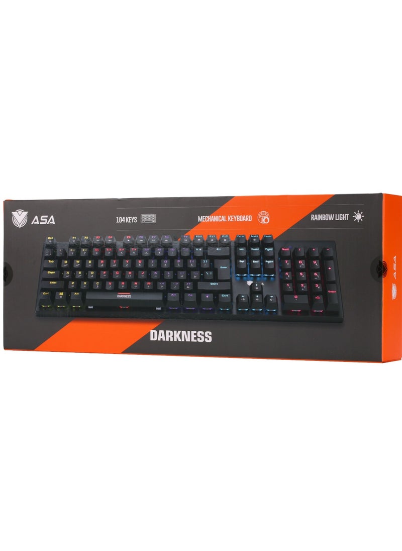 ASA - DARKNESS Rainbow Mechanical Gaming Keyboard With 104 KEYS - Image 1