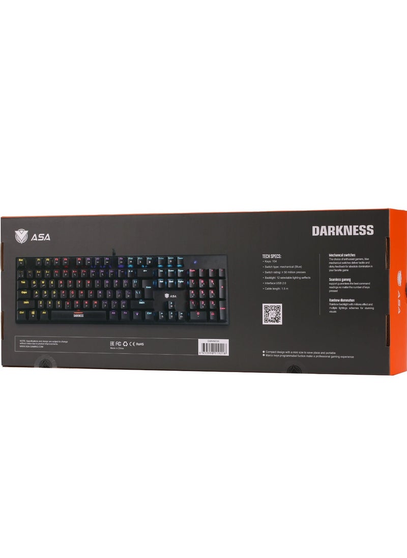 ASA - DARKNESS Rainbow Mechanical Gaming Keyboard With 104 KEYS - Image 1