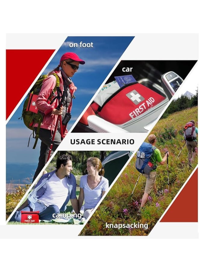 General Medi Mini First Aid Kit, 92 Pieces Small First Aid Kit - Includes Emergency Foil Blanket, Scissors for Travel, Home, Camping, Workplace & Outdoor (Red) - Image 5