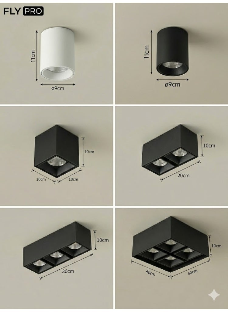 فلايبرو مصباح سقف سبوت لايت ليد 10 واط - إنارة خارجية ظاهرة (لطش) - تصميم عصري مانع للوهج لغرف المعيشة والممرات - [أسود/أبيض] - Image 5