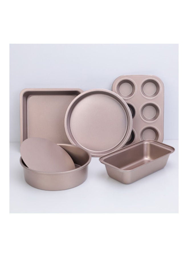 NIBEMINENT 5-Piece Carbon Steel Cake Mould With Live Bottom And Toast Brown - Image 1