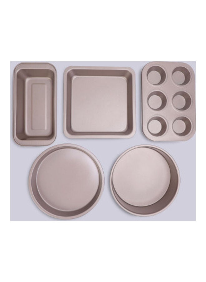 NIBEMINENT 5-Piece Carbon Steel Cake Mould With Live Bottom And Toast Brown - Image 2