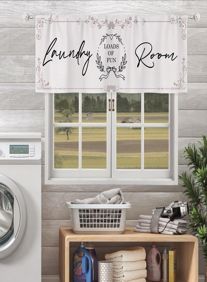 ريديكور ستائر رييديكور القصيرة لغرفة الغسيل، بتصميم ريفي عتيق، مزينة بعبارات مرحة وزهور ريفية، مع جيب للعمود، مثالية لغرفة النوم أو غرفة المعيشة. مصنوعة من قماش فاخر، قطعة واحدة، مقاس 52 بوصة عرض × 18 بوصة ارتفاع. - Image 1