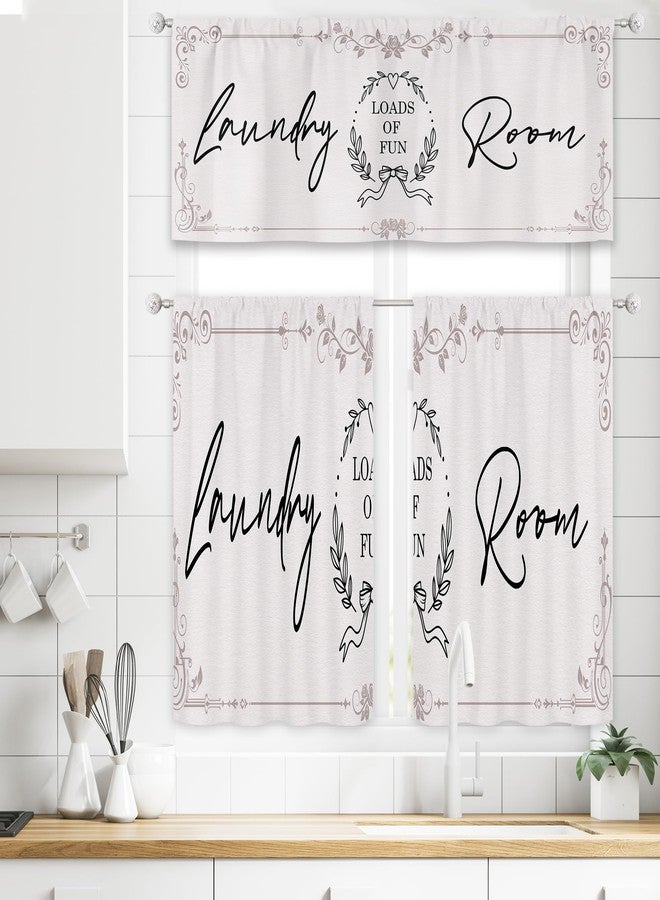 ريديكور ستائر رييديكور القصيرة لغرفة الغسيل، بتصميم ريفي عتيق، مزينة بعبارات مرحة وزهور ريفية، مع جيب للعمود، مثالية لغرفة النوم أو غرفة المعيشة. مصنوعة من قماش فاخر، قطعة واحدة، مقاس 52 بوصة عرض × 18 بوصة ارتفاع. - Image 3