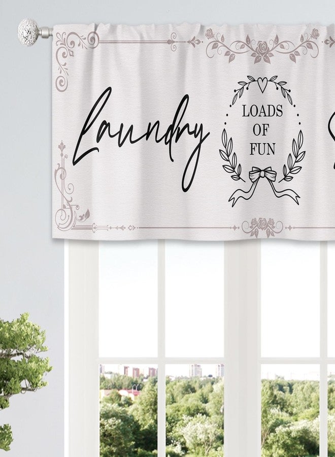 ريديكور ستائر رييديكور القصيرة لغرفة الغسيل، بتصميم ريفي عتيق، مزينة بعبارات مرحة وزهور ريفية، مع جيب للعمود، مثالية لغرفة النوم أو غرفة المعيشة. مصنوعة من قماش فاخر، قطعة واحدة، مقاس 52 بوصة عرض × 18 بوصة ارتفاع. - Image 2