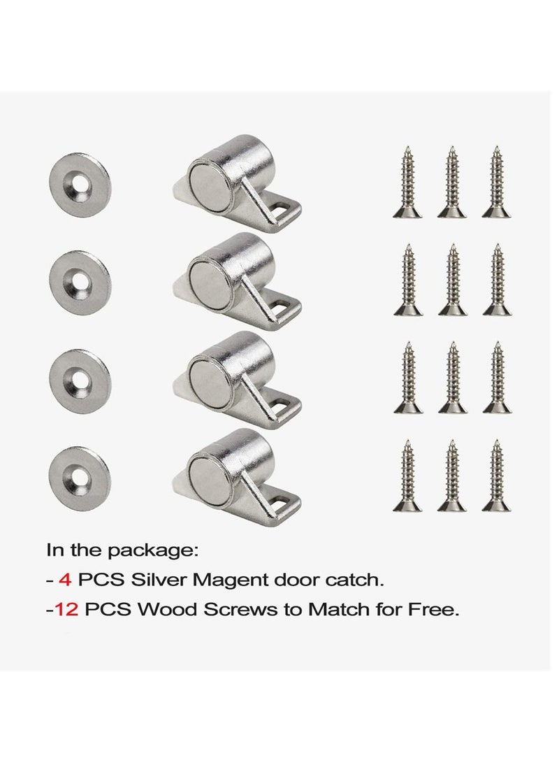 4 Pack Magnetic Cabinet Door Catch with Magnets for Cabinet Door Latch Closer Cabinet Magnetic Catch for Kitchen Closet Door Closing Magnetic Door Catch Closer Silver - Image 2