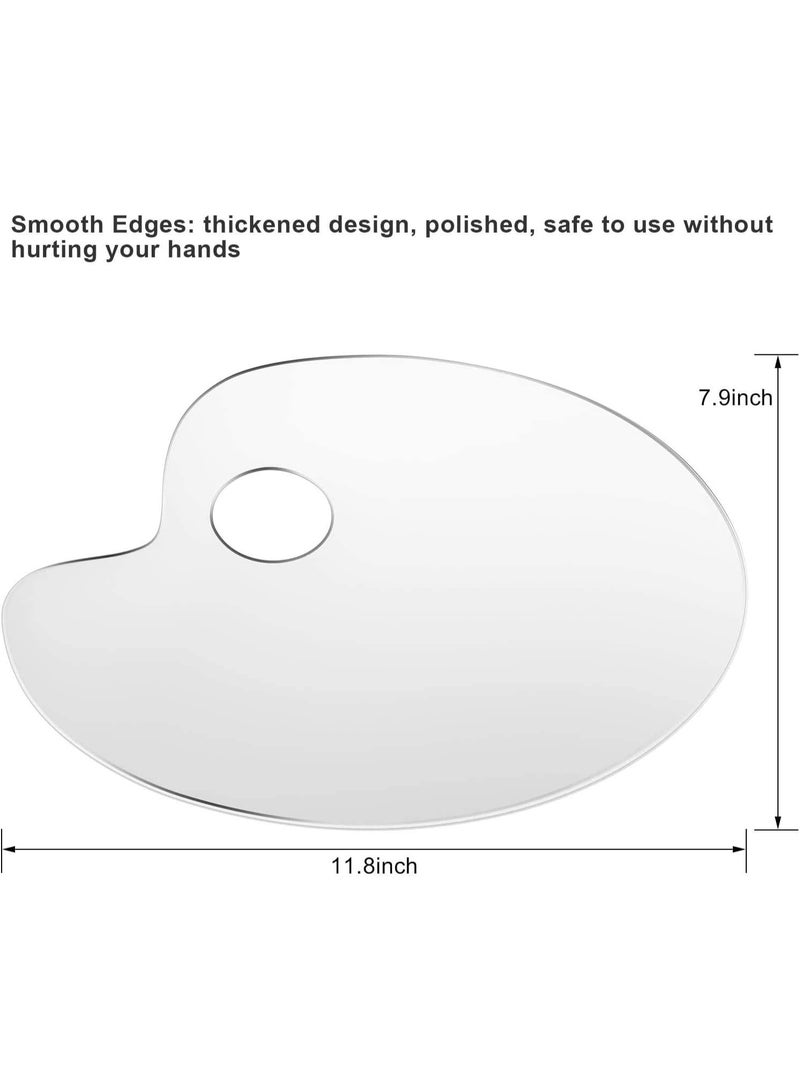 Reusable Transparent Clear Acrylic Artist Paint Palette 8 x 11.8 Inch Oval Shaped Panel Painting Pallette Non-Stick Paints Washable with Thumb Hole, Kids or Professional Arts Crafts Painting Supplies - Image 4
