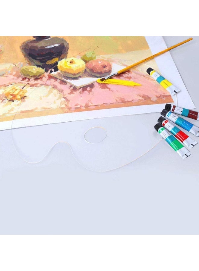 Reusable Transparent Clear Acrylic Artist Paint Palette 8 x 11.8 Inch Oval Shaped Panel Painting Pallette Non-Stick Paints Washable with Thumb Hole, Kids or Professional Arts Crafts Painting Supplies - Image 3