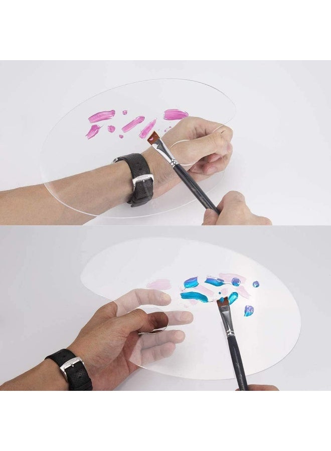 Reusable Transparent Clear Acrylic Artist Paint Palette 8 x 11.8 Inch Oval Shaped Panel Painting Pallette Non-Stick Paints Washable with Thumb Hole, Kids or Professional Arts Crafts Painting Supplies - Image 2
