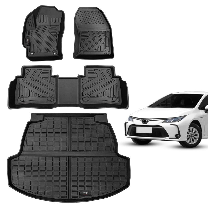 Yonugli Floor Mats and Cargo Liner Set for 2020 2021 2022 2023 2024 2025 2026 Toyota Corolla Sedan Accessories AllWeather TPE Mat Protection for 2026 Toyota Corolla Floor MatsCargo Liner - Image 2