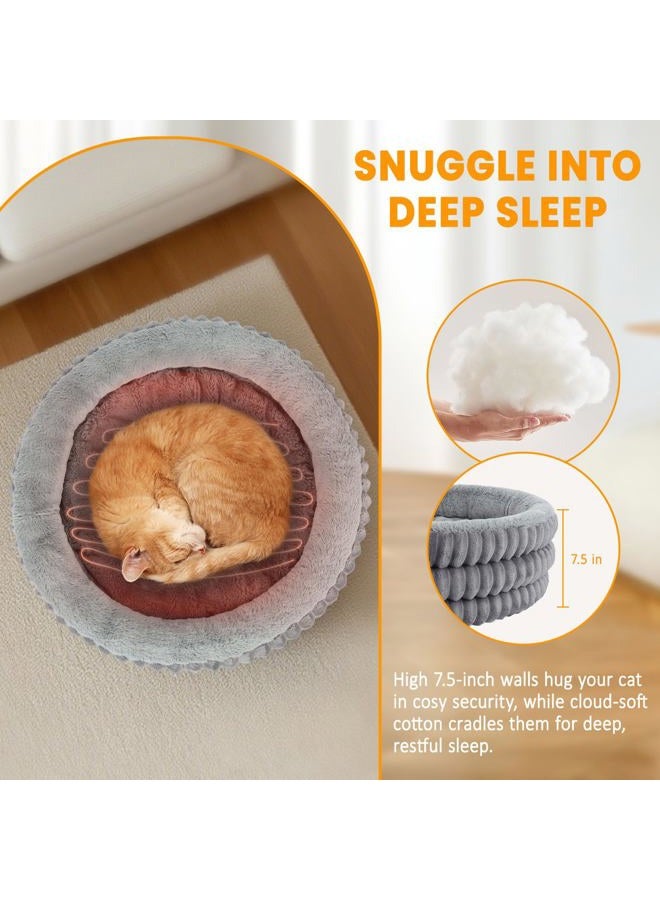 TECHTAIL Heated Cat Bed Indoor, 20" Round Donut Deep Sleep Calming Heated Pet Beds for Cats and Small Dogs, Comfort Electric Thermal Cat Warming Bed with Adjustable Heating Pad, Washable and Indoor Use - Image 4