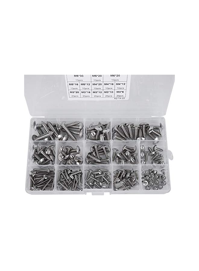 Generic 180Pcs Stainless Steel Screws Round Head Self-Tapping Assorted Screw Set M3 M4 M5 M6 Assortment Kit with Plastic Box - Image 2