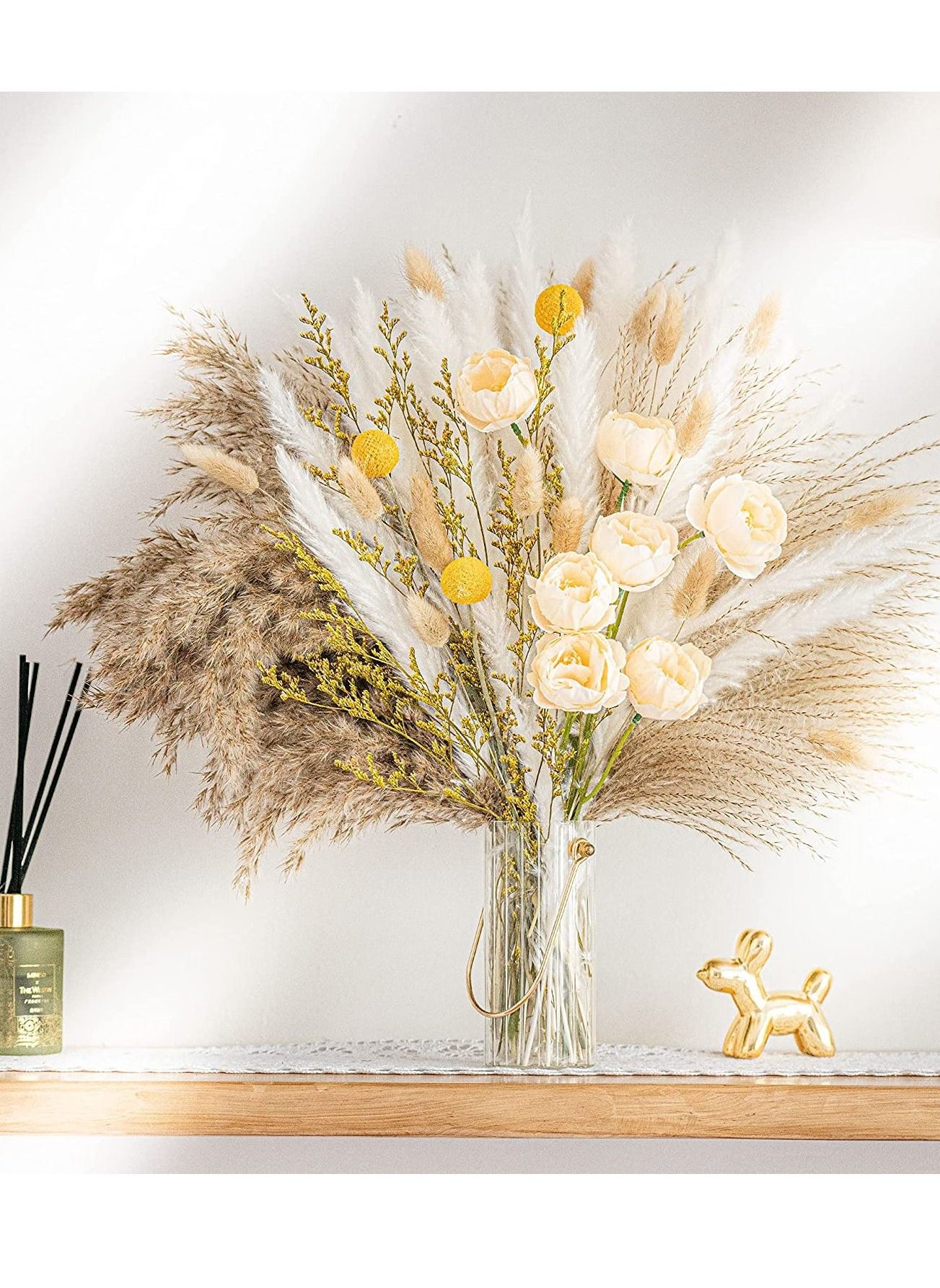 Mericka - 94 pcs Luxury Gift Box Beautiful Pampas Grass Bouquet Decor | Long-Lasting Dried Flowers Bouquet for Boho Home Decor and Boho Wedding Decor (The Designer Bouquet) 