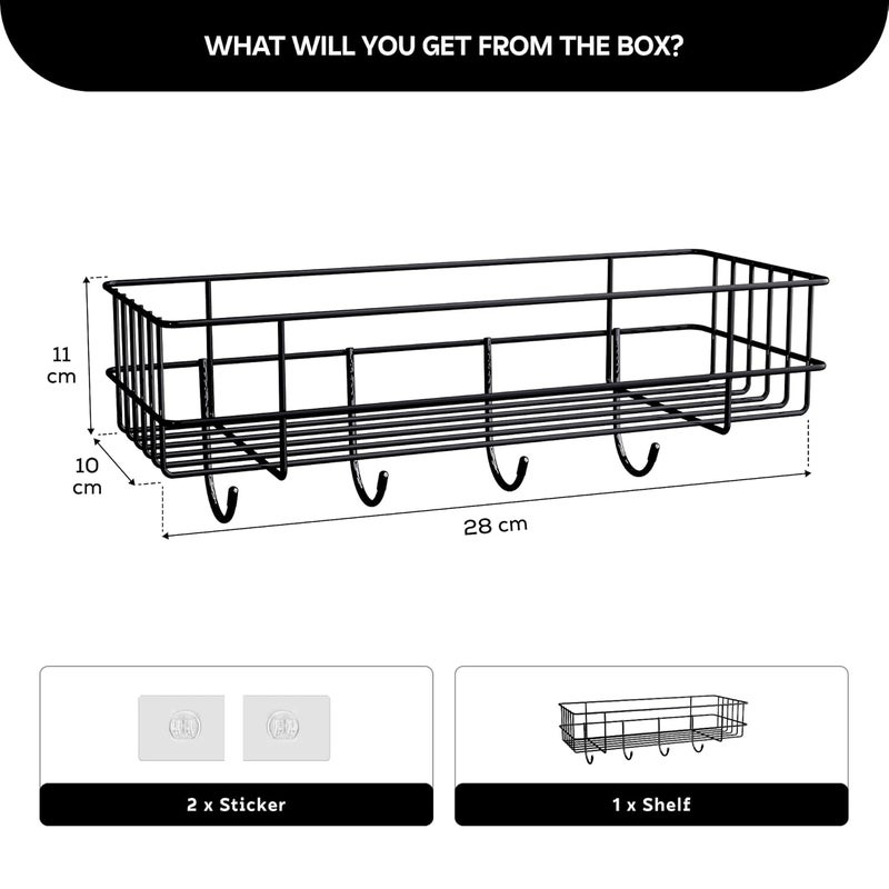 MIORAH Bathroom Organiser Without Drill | Bathroom Accessories | Self Adhesive Bathroom Shelves & Organizer for Wall Storage and Decor (Pack of 1) - Image 2