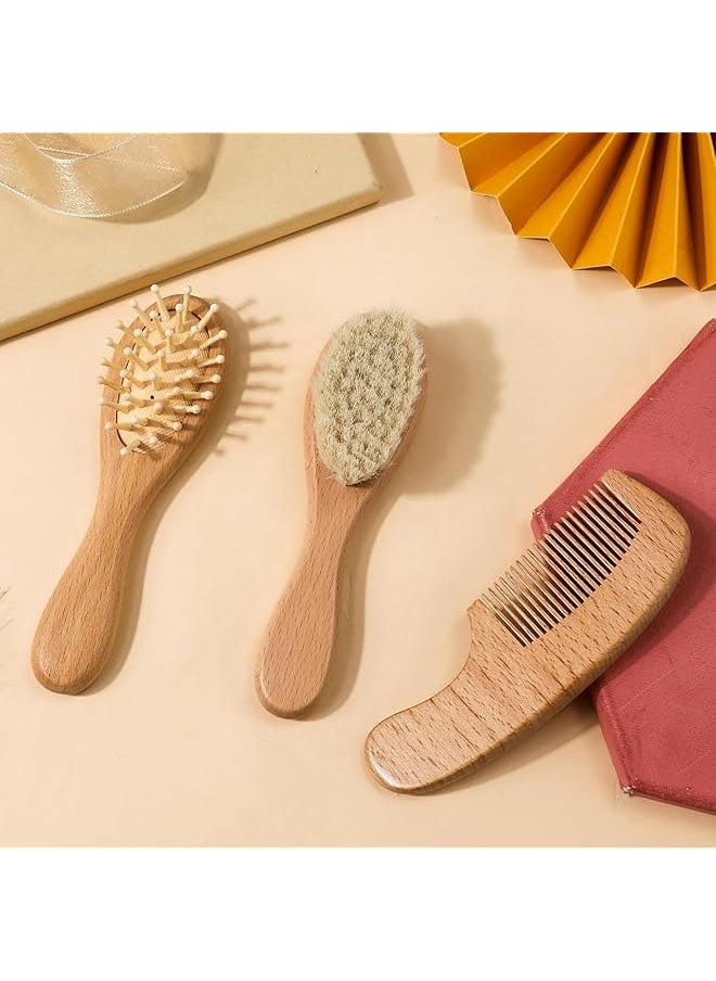 erorex - 4Pcs Baby Hair Brush Set Premium Wooden Soft Bristle And Natural For Newborns And Toddlers - Image 1