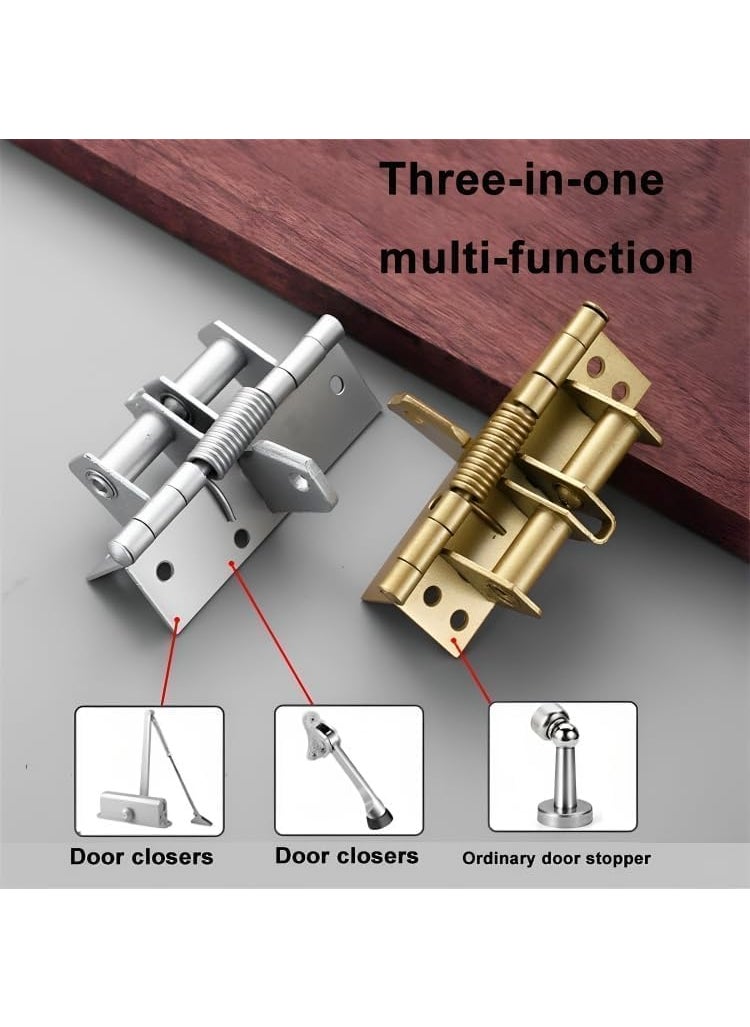 Shrux Shrux Automatically Door Hinge Lock Automatic SelfClosing Door Hinges Heavy Duty Spring Door Closer Door Closer for Gate Kitchen Cabinets Closet Wooden Fences Silver1Pcs  - Image 2