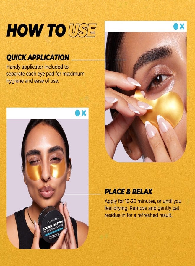 Vitamasques Golden Hydrogel Eye Pads For Puffy Eyes & Dark Circles - Refresh in 15 minutes - Formulated in Korea - 32 Pairs / 64 HydroGel Eye Pads - Image 4