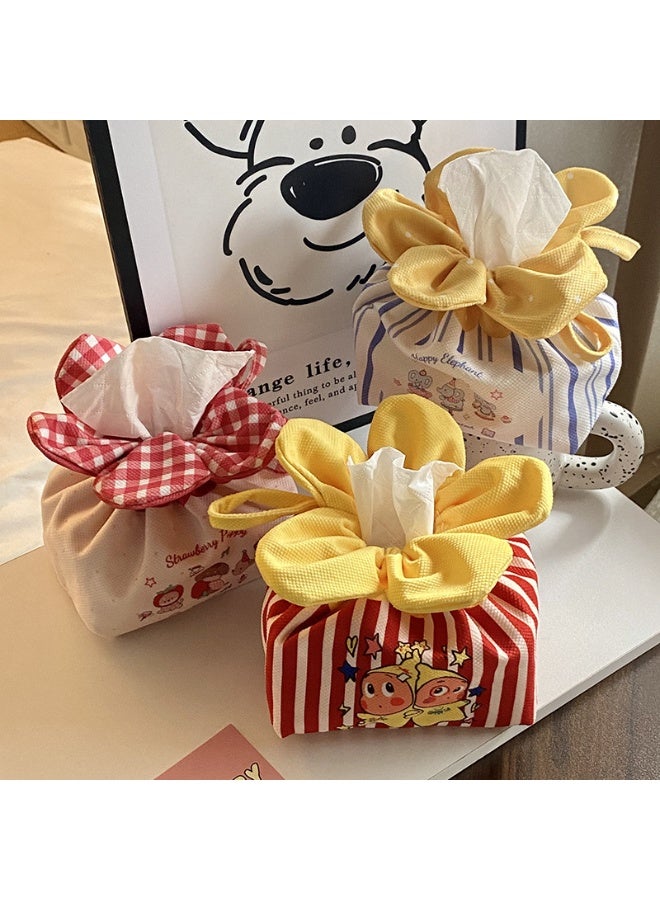 Cute Flower Tissue Box, Fabric Tissue Bag, Cartoon Car/Home Napkin Storage Bag, Children's Gift Bag, Gift Box Packaging, Birthday Gift bag, Red - Image 3
