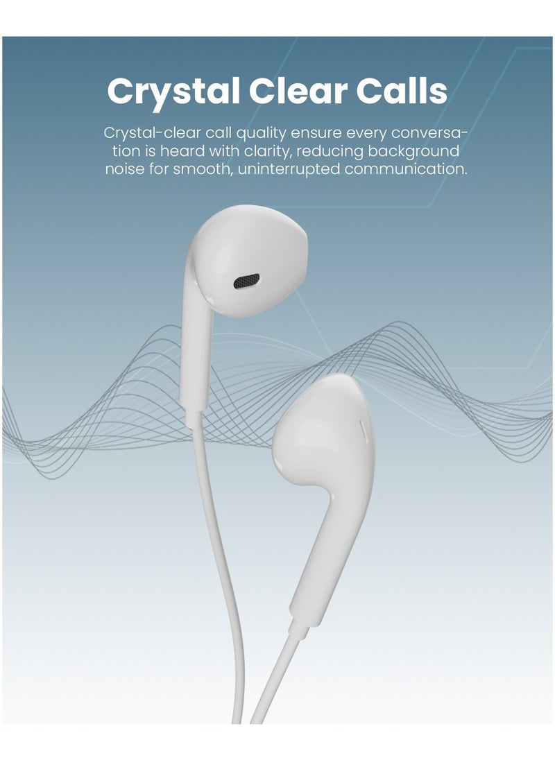 Moxedo - Moxedo Wired Stereo Lightning Earphone with In-Line Remote, Built-in Microphone Compatible for iPhone 14/13/12/11 Pro Max/X/XS Max/XR - White - Image 1