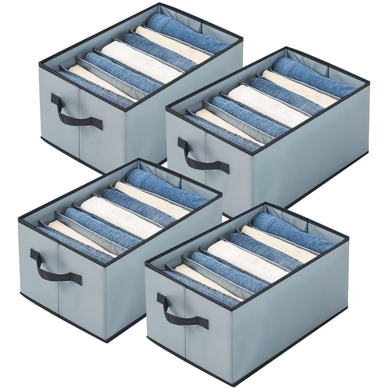 LAXIS منظم خزانة للملابس صندوق تخزين منظم ملابس لخزانة منظم قابل للتكديس لصندوق تخزين الملابس درج منظم (رمادي، عبوة من 4) - Image 1