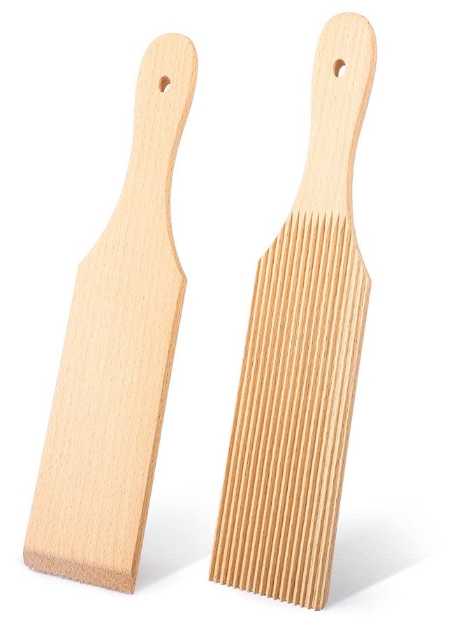 PAMISO 2 PCS Wooden Gnocchi Boards, Homemade Pasta Tool, Homemade Butter Paddles (2.7 in wide) - Image 1