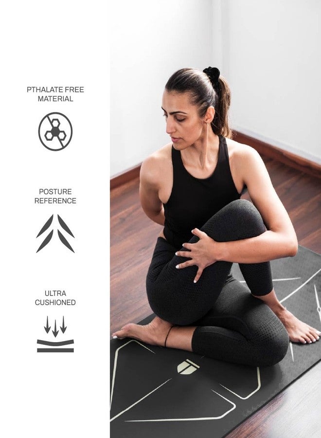 TEGO Core Yoga Mat (Black Gold) | 8mm Ultra-Cushioned TPE Mat with Posture Reference Lines | Antimicrobial, Non-Slip, Lightweight & Portable with Carry Bag | Beginner-friendly Yoga Mat | 72/78 x 26” | Joint-Friendly Mat - Image 2