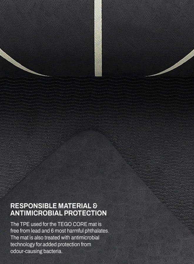 TEGO Core Yoga Mat (Black Gold) | 8mm Ultra-Cushioned TPE Mat with Posture Reference Lines | Antimicrobial, Non-Slip, Lightweight & Portable with Carry Bag | Beginner-friendly Yoga Mat | 72/78 x 26” | Joint-Friendly Mat - Image 4