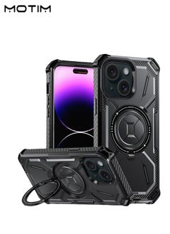 Motim iPhone 15 Case with MagSafe, Armor Design Case Cover with 360° Rotable Ring Stand, Heavy Duty Shockproof and Anti-Drop Protective Case Built-In Kickstand, Magnetic iPhone 15 Case  - Image 1