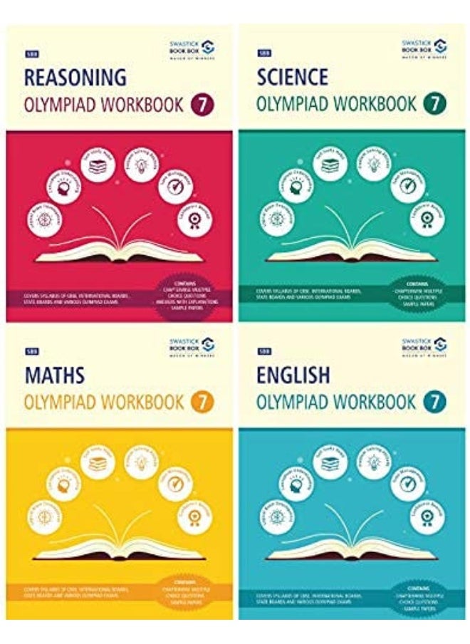 SBB Reasoning, Maths, Science and English Olympiad Workbook Combo - Class 7 