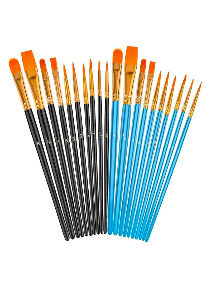 Generic Paint Brushes Set, 20 Pcs Paint Brushes for Acrylic Painting, Oil Watercolor Acrylic Paint Brush, Artist Paintbrushes for Body Face Rock Canvas, Kids Adult Drawing Arts Crafts Supplies, Blue+Black - Image 1