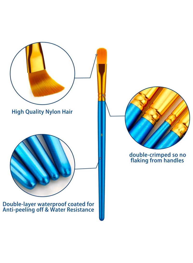Generic Paint Brushes Set, 20 Pcs Paint Brushes for Acrylic Painting, Oil Watercolor Acrylic Paint Brush, Artist Paintbrushes for Body Face Rock Canvas, Kids Adult Drawing Arts Crafts Supplies, Blue+Black - Image 2