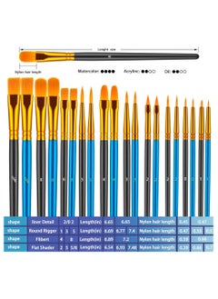 Generic Paint Brushes Set, 20 Pcs Paint Brushes for Acrylic Painting, Oil Watercolor Acrylic Paint Brush, Artist Paintbrushes for Body Face Rock Canvas, Kids Adult Drawing Arts Crafts Supplies, Blue+Black  - Image 4