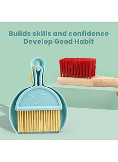 ماركة غير محددة Kids Cleaning Toy Set, 9 Piece Wooden Detachable Children Cleaning Toys - Broom, Mop, Duster, Brush, Dustpan, Bucket, Dish Cloth, and Hanging Stand Housekeeping Kit  - Image 4