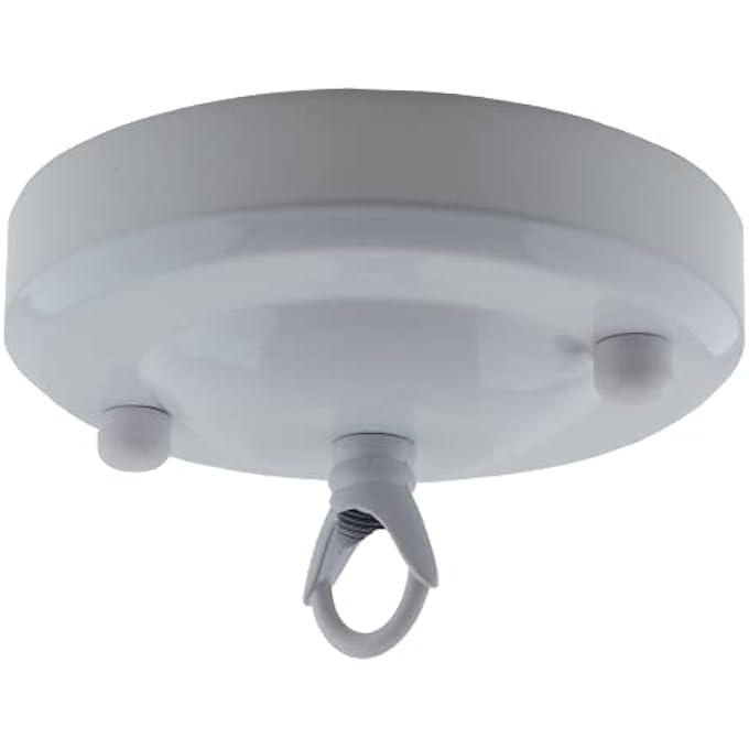 VINTAGE PERIOD STYLED COMPLETE METAL CEILING ROSE WITH CHAIN LOOP (FULLY EARTHED) IN GLOSS WHITE FINISH - Image 1