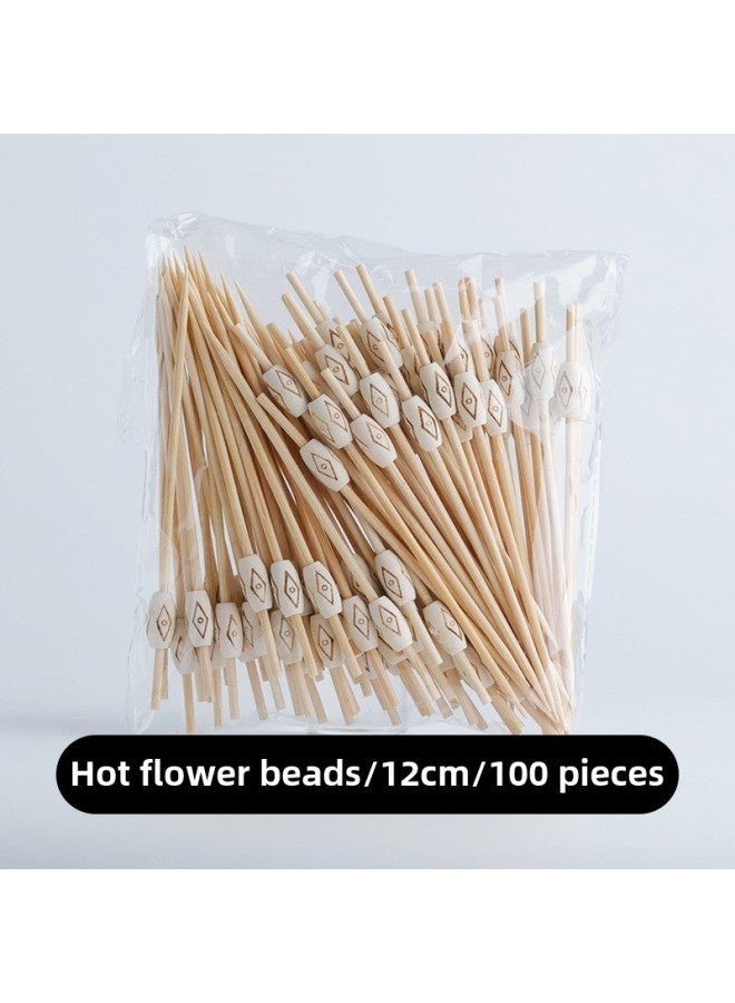 Disposable Fruit Fork Fruit Sticks Bamboo Sticks Flower Sticks Sugar-Coated Berry String Sticks Cocktail Sandwich Sticks Dessert Decoration-Color:Fluorescent Yellow Natural Color Hot Flower 100  - Image 1