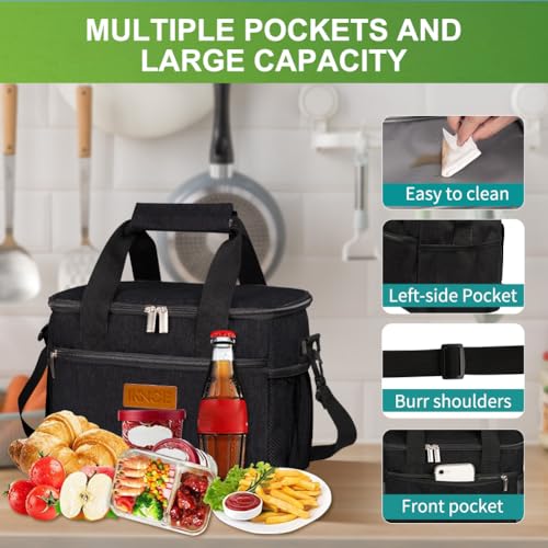 iknoe Insulated Lunch Bag, Foldable 8.5L Cooler Bag for Men & Women, Leakproof Thermal Design, Great for Office, Picnic, Travel, Lunch Box, Black - Image 5