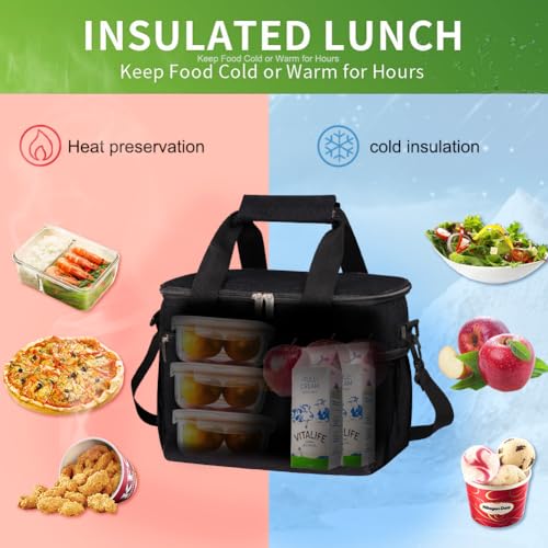 iknoe Insulated Lunch Bag, Foldable 8.5L Cooler Bag for Men & Women, Leakproof Thermal Design, Great for Office, Picnic, Travel, Lunch Box, Black - Image 2