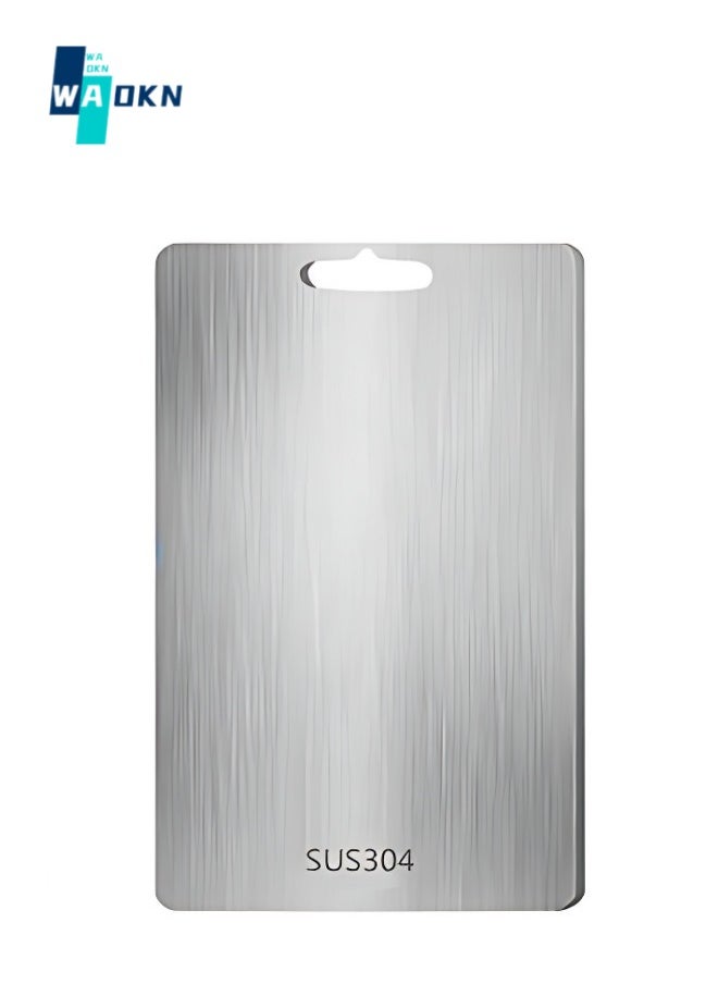 WAOKN Kitchen Cutlery Accessories, 304 Stainless Steel Cutting Board, Dishwasher Safe Cutting Board - Thick Cutting Board for Meat, Vegetables, Fruits, Easy Grip Handle, Non-Slip (Silver)  - Image 1