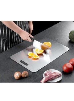 WAOKN Kitchen Cutlery Accessories, 304 Stainless Steel Cutting Board, Dishwasher Safe Cutting Board - Thick Cutting Board for Meat, Vegetables, Fruits, Easy Grip Handle, Non-Slip (Silver)  - Image 2