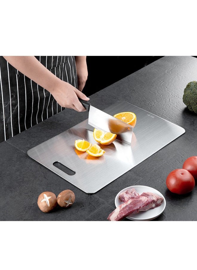 WAOKN Kitchen Cutlery Accessories, 304 Stainless Steel Cutting Board, Dishwasher Safe Cutting Board - Thick Cutting Board for Meat, Vegetables, Fruits, Easy Grip Handle, Non-Slip (Silver)  - Image 2