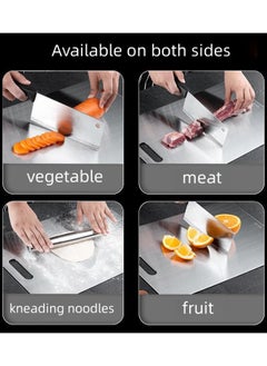 WAOKN Kitchen Cutlery Accessories, 304 Stainless Steel Cutting Board, Dishwasher Safe Cutting Board - Thick Cutting Board for Meat, Vegetables, Fruits, Easy Grip Handle, Non-Slip (Silver)  - Image 4