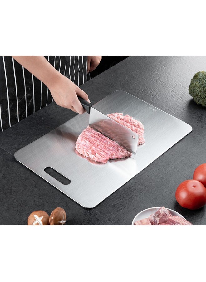 WAOKN Kitchen Cutlery Accessories, 304 Stainless Steel Cutting Board, Dishwasher Safe Cutting Board - Thick Cutting Board for Meat, Vegetables, Fruits, Easy Grip Handle, Non-Slip (Silver)  - Image 3