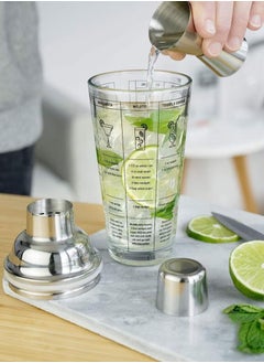 XiuWoo 5 PCS Glass Cocktail Shaker 14 OZ Glass Shaker Cup with Measuring Jigger Mixing Spoon Muddler Ice Clip  - Image 2