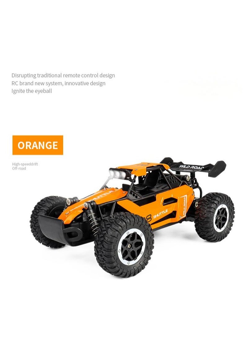 لعبة سيارة عالية السرعة تعمل بالتحكم عن بُعد للطرق الوعرة | هيكل من سبائك معدنية، مصابيح LED، تصميم مضاد للتصادم، قابلة لإعادة الشحن | هدية مثالية للأطفال (برتقالي فولكان) - Image 2