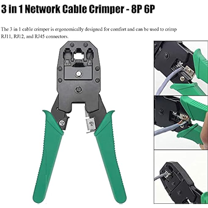 rayihni PROFESSIONAL LAN CABLE TESTER REPAIR TOOLS - 8P8C/ 4P4C/6P6C CONNECTORS RJ45 & RJ11 CABLE TESTER (2KT-2168) - Image 2